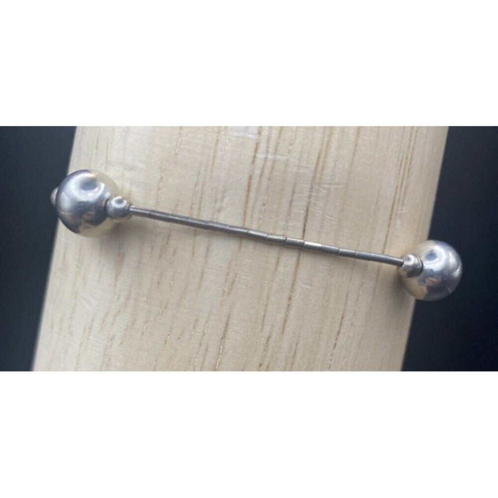 SW Bracelet Liquid Silver Tested 925 Sterling 7.5' 3g Vintage Bead Unisex Barrel - Picture 3 of 13